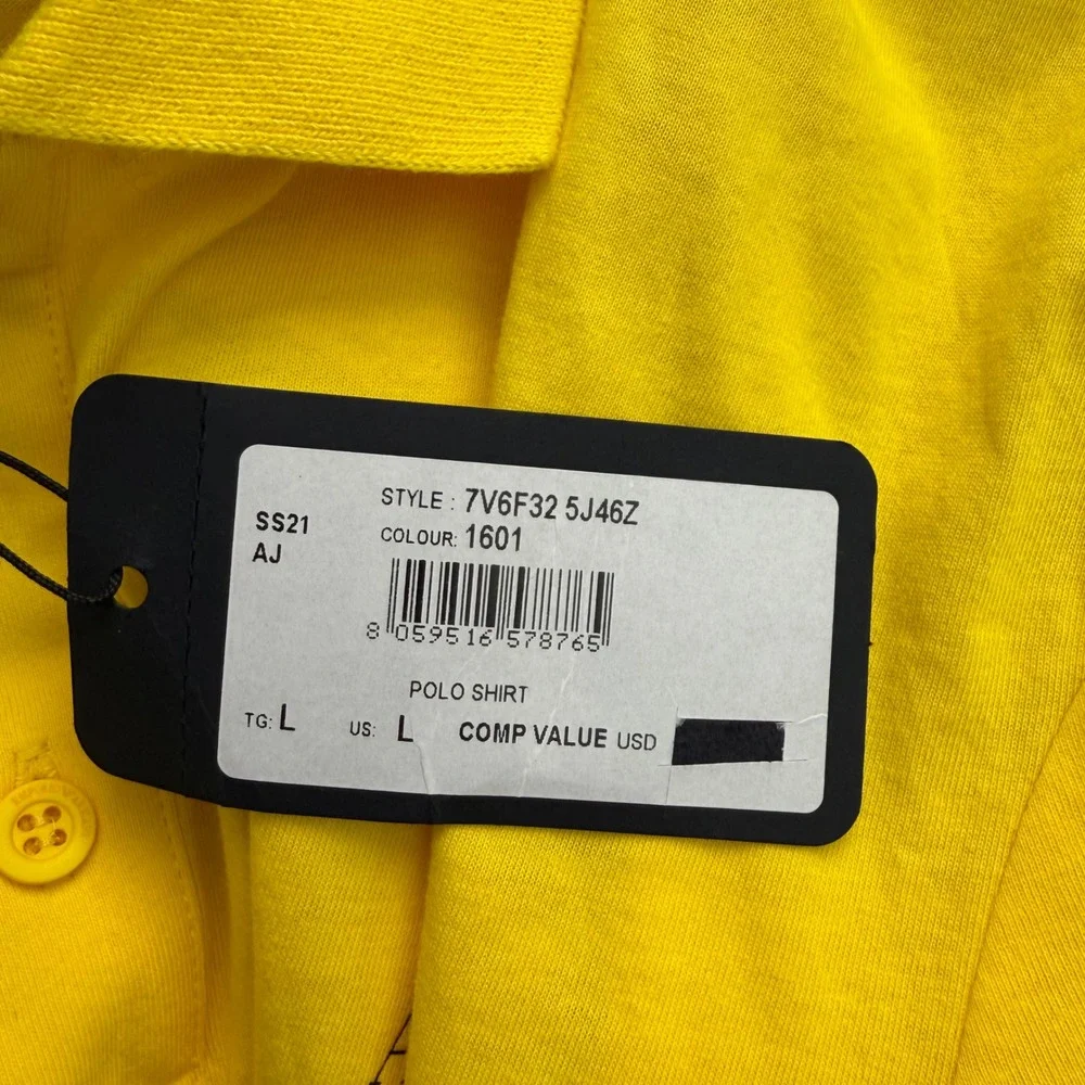 Armani Jeans Polo Shirt Mens L Yellow New 7V6F32 5J46Z Short Sleeve Cotton